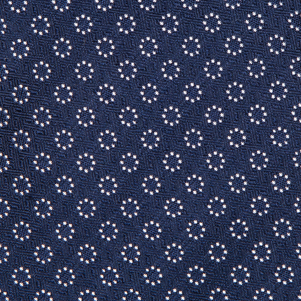 ES COLLECTION 화이트 스팟 패턴 네이비 자카드 실크 넥타이