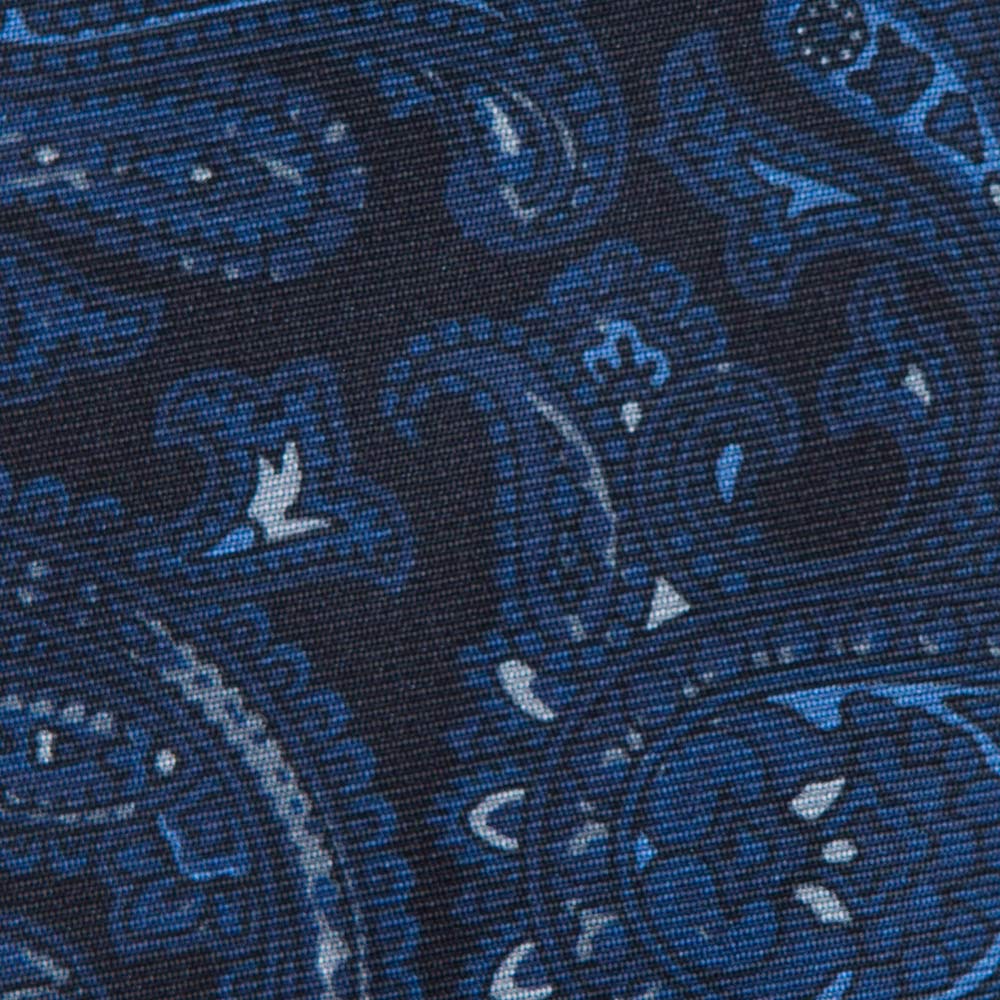 블루 풀 페이즐리 패턴 네이비 36oz 프린티드 실크 넥타이