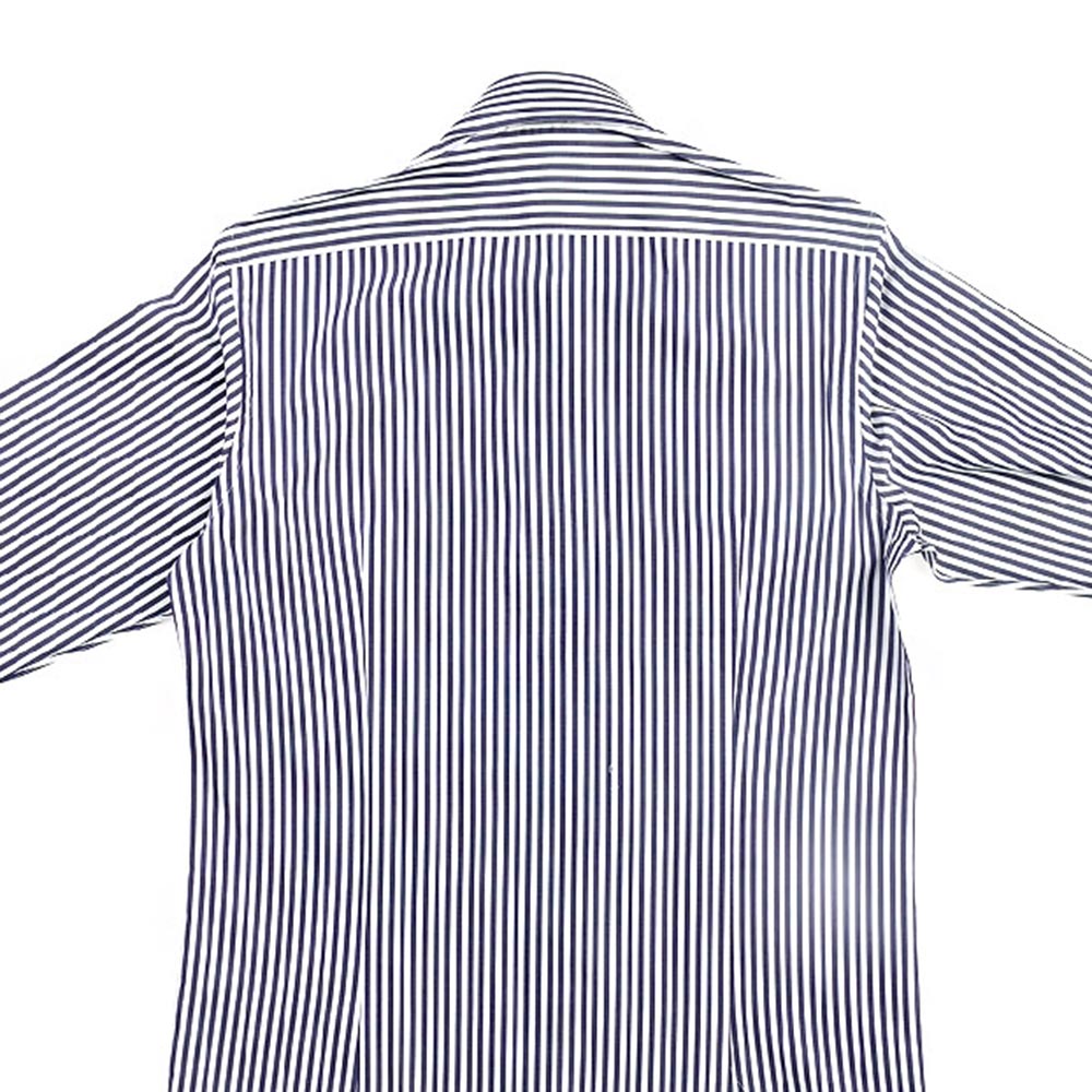 PRODE SHIRT 프로드셔츠 네이비 트윌 세미 와이드 칼라 스트라이프 드레스 셔츠