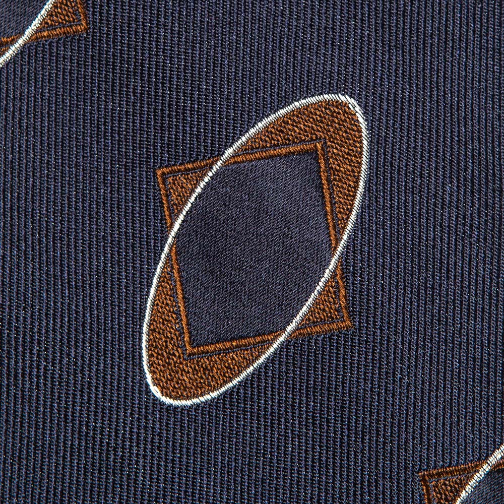 홀리데이 앤 브라운 시그니처 패턴 다크 네이비 브라운 실크 넥타이 8.3cm