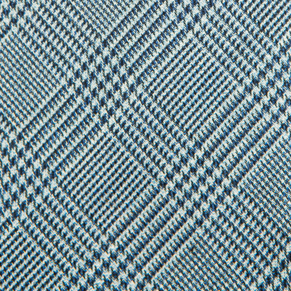 메멘토모리 카네파 글렌체크 패턴 네이비 블루 코튼 실크 넥타이