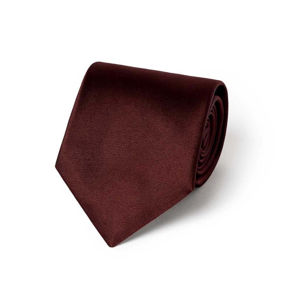 메멘토모리 뉴 웨딩 이태리 사틴 버건디 솔리드 실크 넥타이