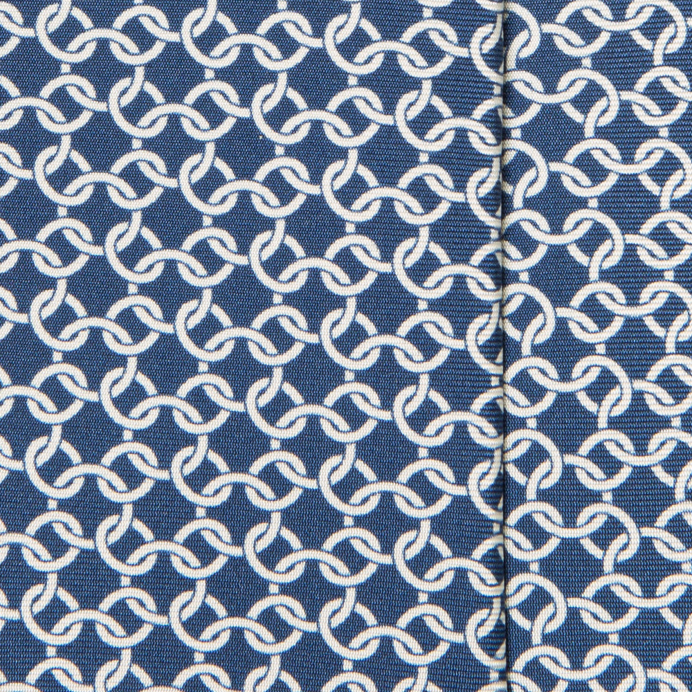 에리코 포르미콜라 클래식 체인 패턴 네이비 프린티드 실크 넥타이