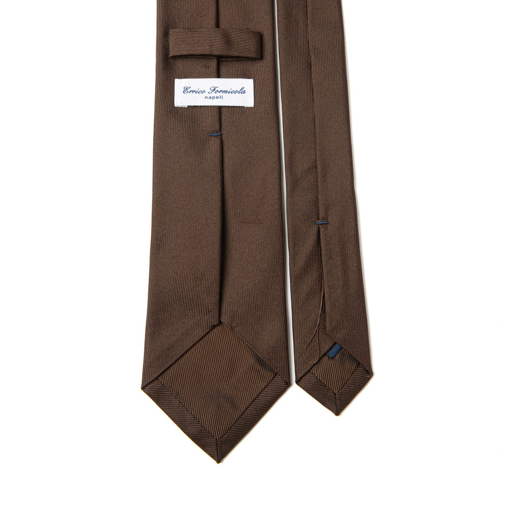 에리코 포르미콜라 에스프레소 브라운 솔리드 트윌 실크 넥타이