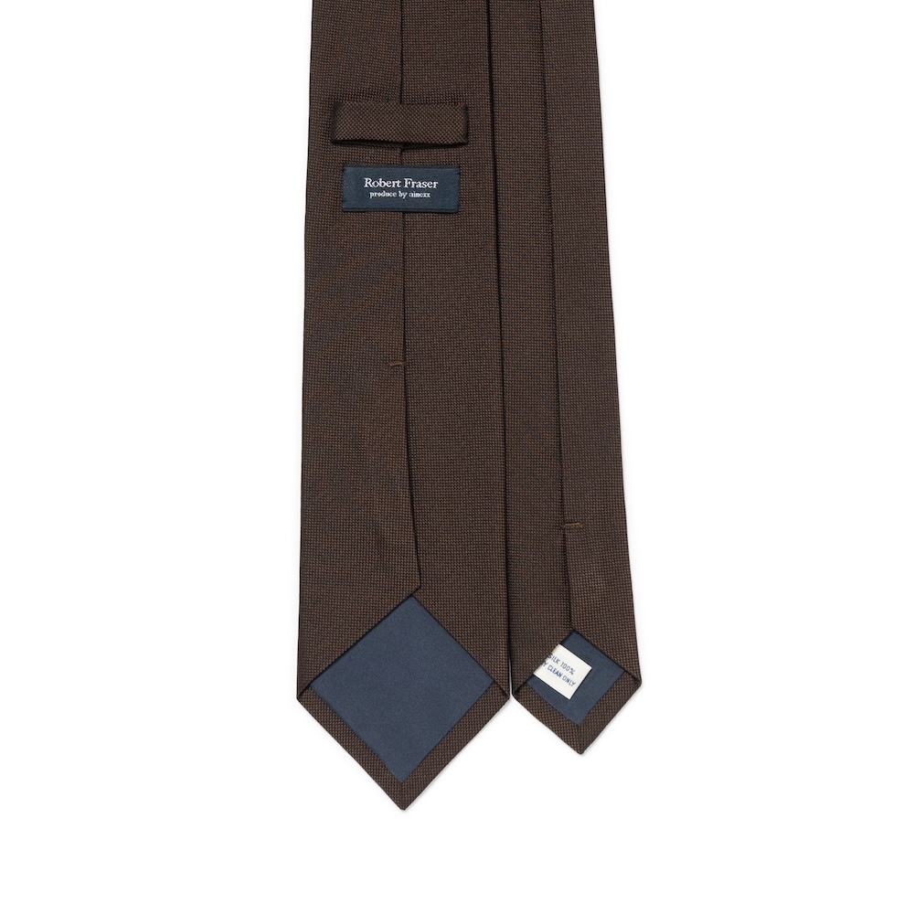 로버트 프레이저 에스프레소 브라운 바스켓 솔리드 우븐 실크 넥타이