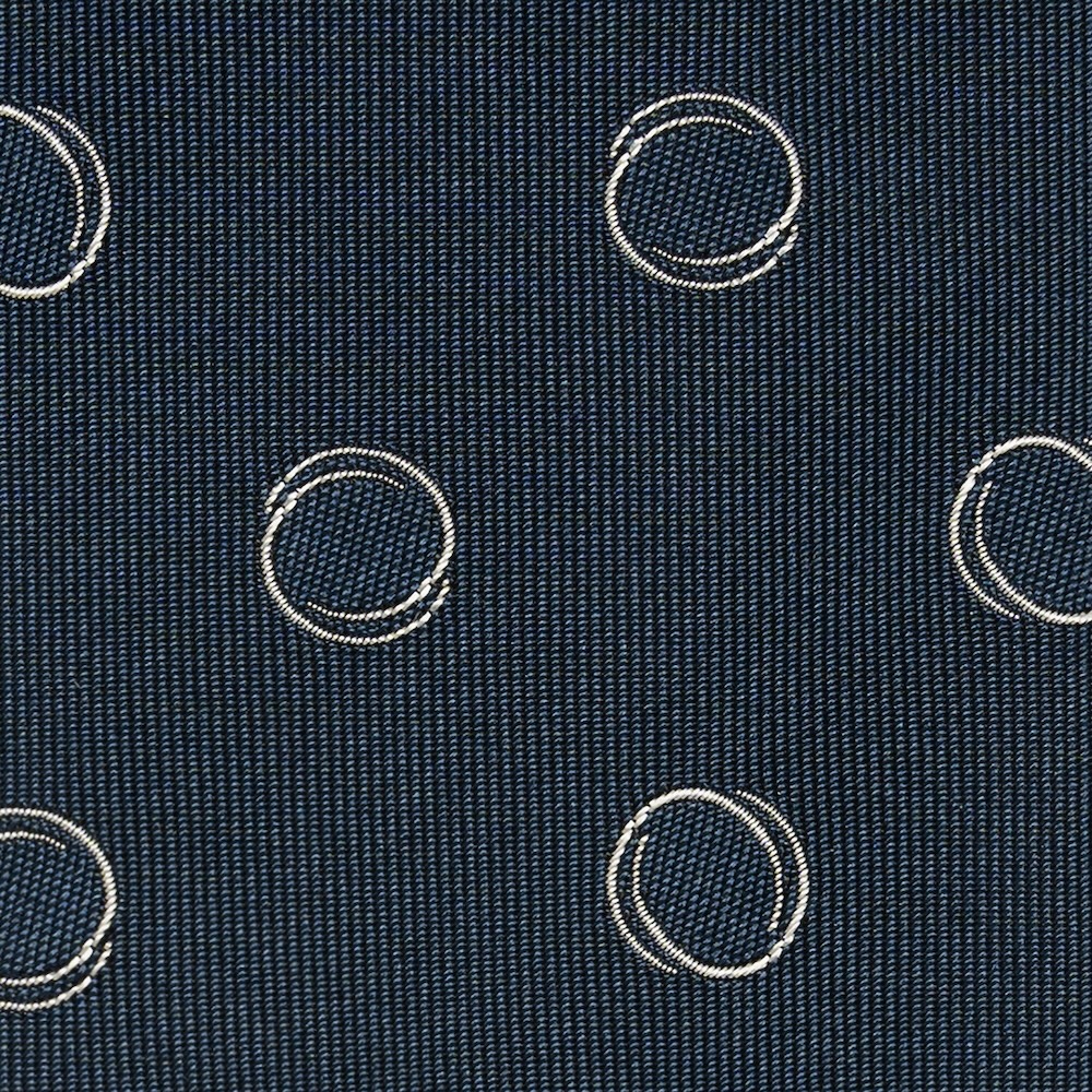 로버트 프레이저 빅 더블 서클 도트 패턴 다크 네이비 우븐 실크 넥타이