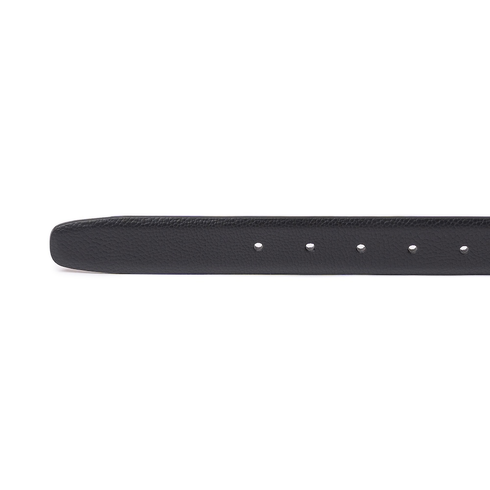 시모노 고다 블랙 그레인 카프 레더 브러쉬드 실버 벨트