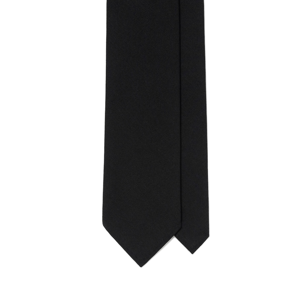 올드게이트 제트 블랙 솔리드 2PLY 하이 트위스트 울 블랜드 스포데라토 넥타이