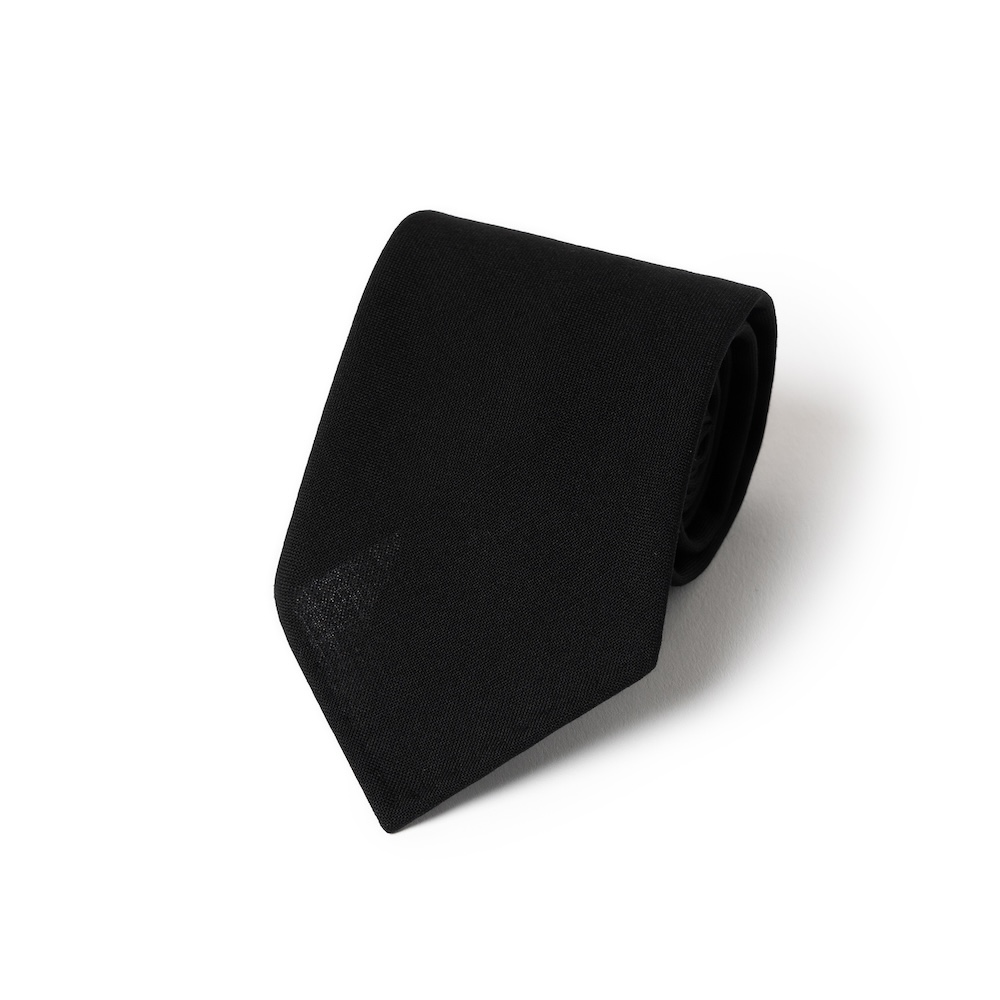 올드게이트 제트 블랙 솔리드 2PLY 하이 트위스트 울 블랜드 스포데라토 넥타이