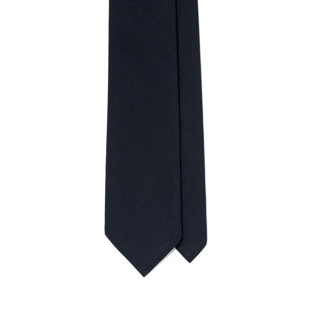 올드게이트 다크 네이비 솔리드 2PLY 하이 트위스트 울 블랜드 스포데라토 넥타이