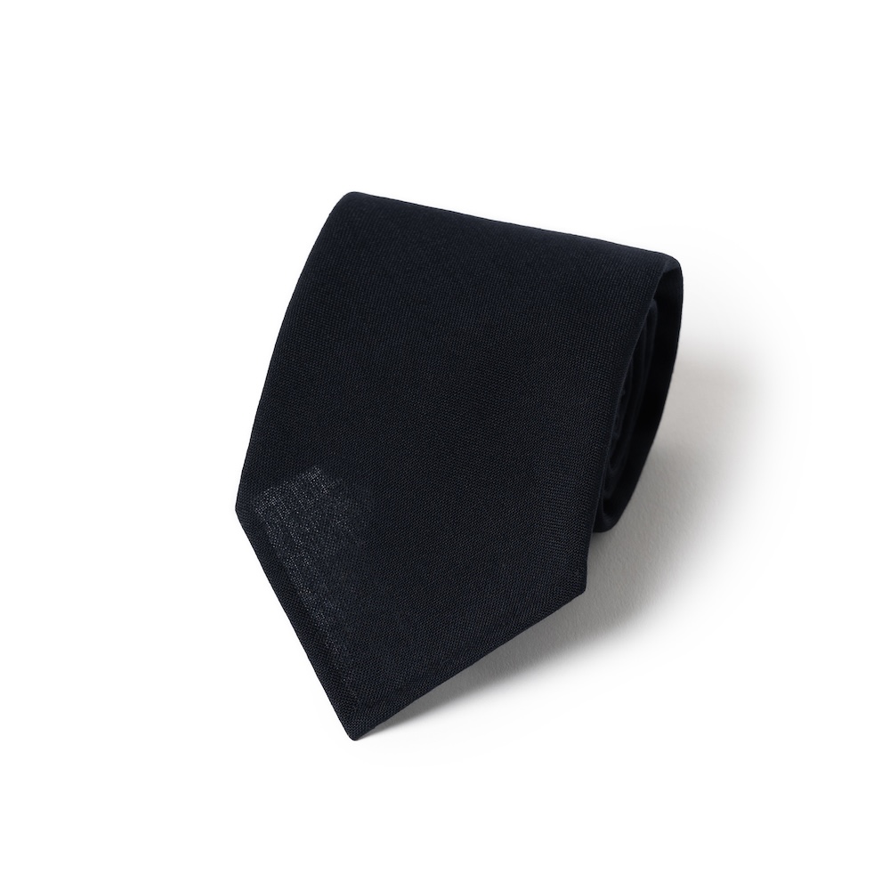 올드게이트 다크 네이비 솔리드 2PLY 하이 트위스트 울 블랜드 스포데라토 넥타이