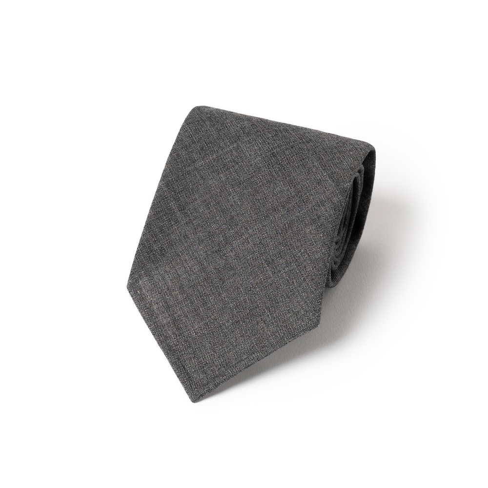 올드게이트 미들 그레이 솔리드 2PLY 하이 트위스트 울 블랜드 스포데라토 넥타이