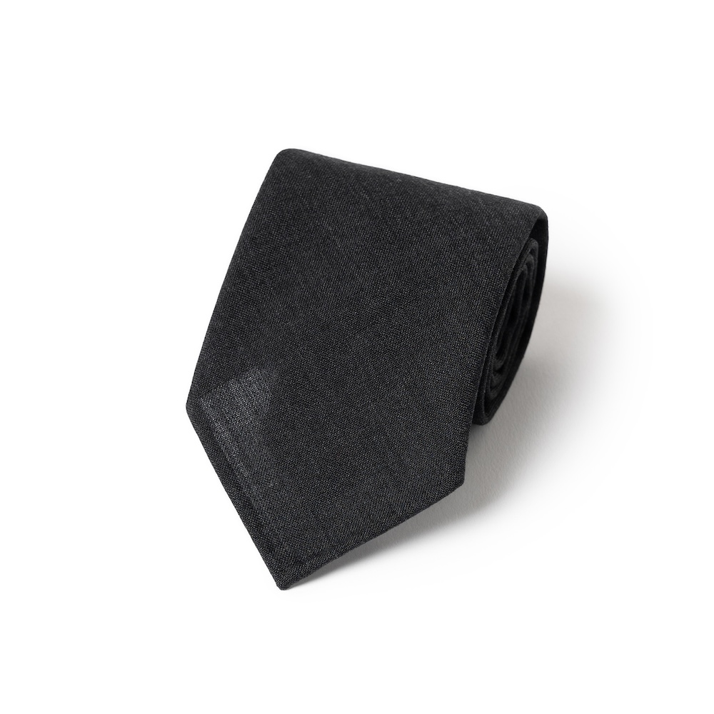 올드게이트 차콜 그레이 솔리드 2PLY 하이 트위스트 울 블랜드 스포데라토 넥타이