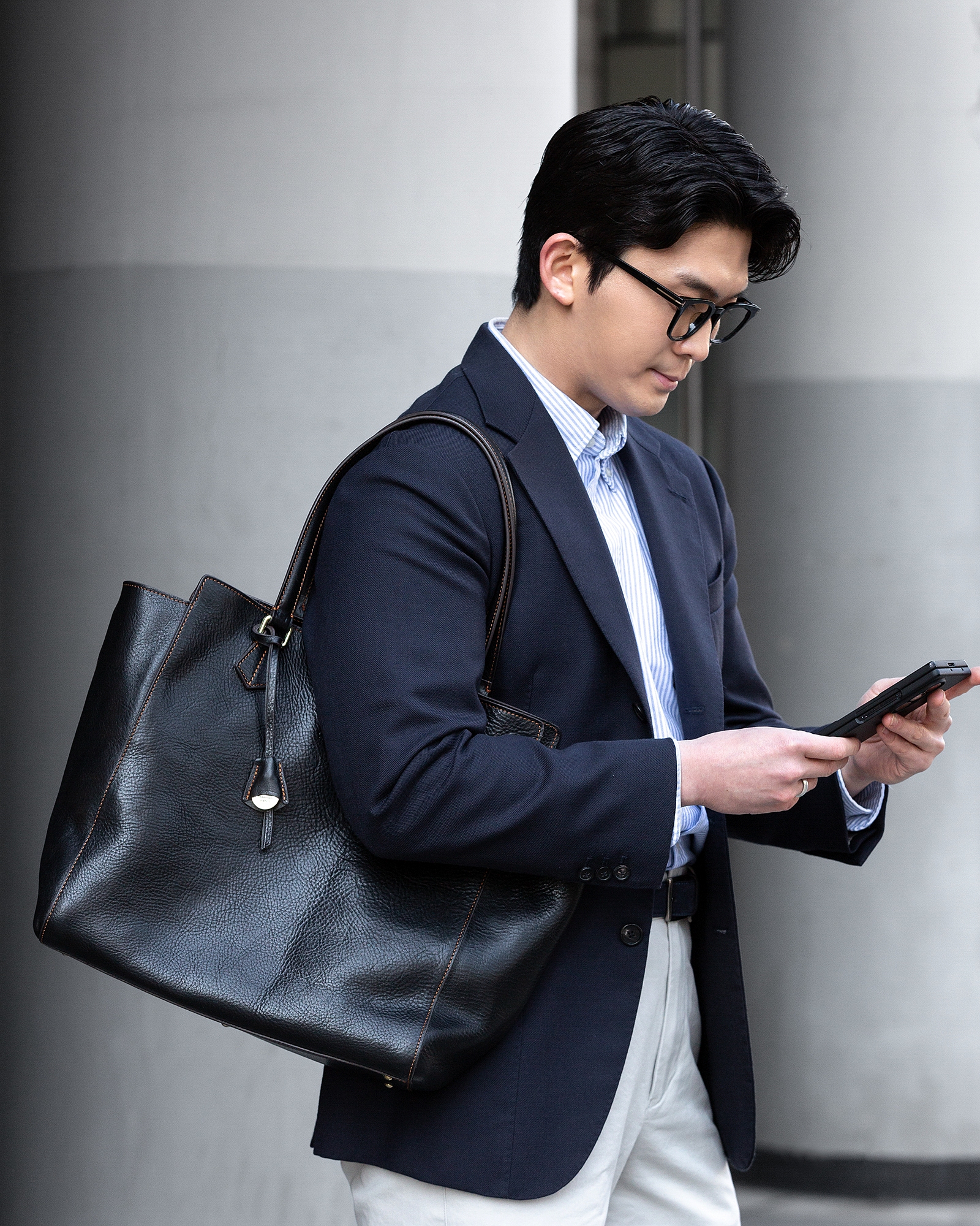 볼드리니 제트 블랙 브라이들 레더 에센셜 토트백